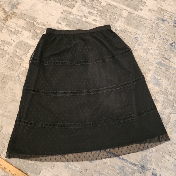 Downeast Mesh Overlay Polka Dot Lace Inset Pull On Skirt Size Small - Picture 9 of 16
